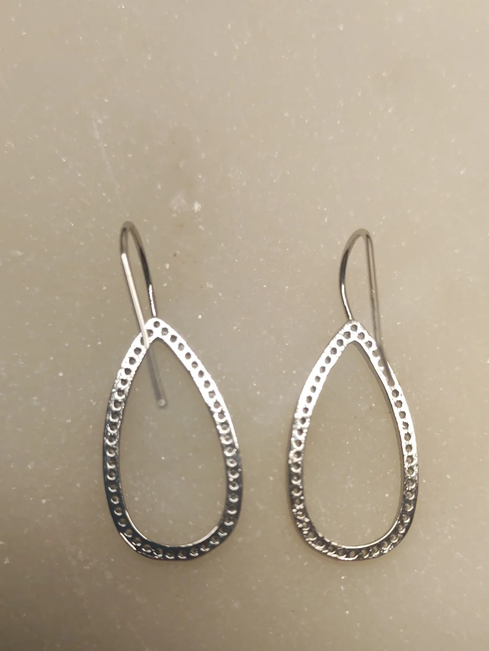 BOGO! NEW! Silver Open Teardrop Pave Crystal French Wire Earrings